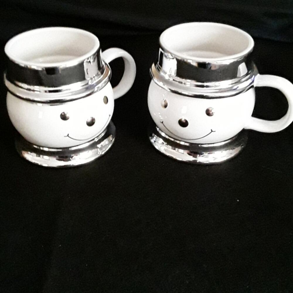 NWT Harry Slatkin Vintage Signed Snowman New Ceramic Silver Porcelain - Picture 1 of 5